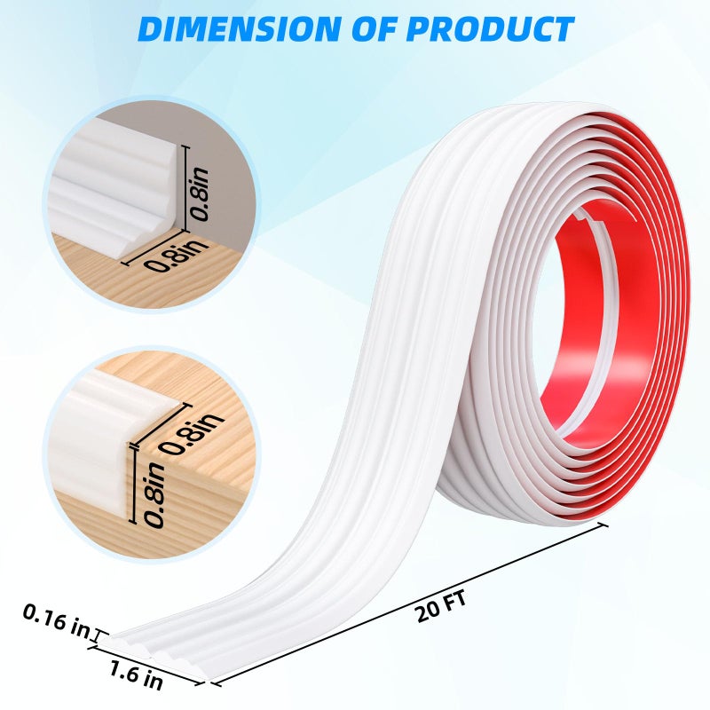 Pluden Wall Corner Protector Peel and Stick Corner Trim Molding  Flexible Inside & Outside Wall Edge Protector Guard  1.6In x 20FT Self Adhesive Moulding Trim Strip for Edge Ceiling - Image 2
